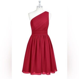 Azazie red bridesmaid dress